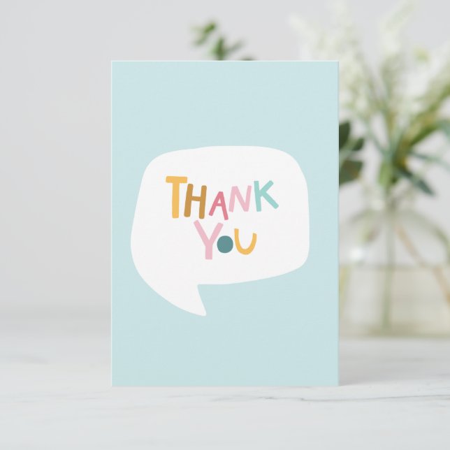 Cute Typography Coral Flat Tack you Card (Stående Fram)