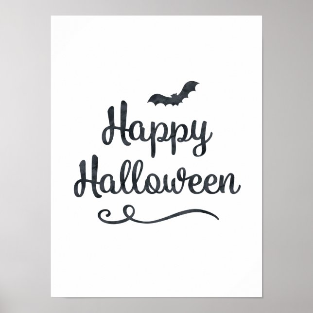 Cute Typography fladdermus Happy halloween Poster (Framsidan)
