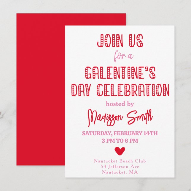Cute Typography Galentine's Day Firande Inbjudningar (Fram/baksida)