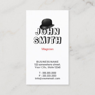 Cute Typography Magic Hat Professionell Magician Visitkort