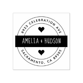 Cute Typography Round Bröllop Returadress Stämpel
