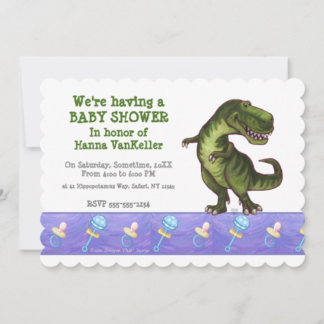 Cute Tyrannosaurus Baby Shower Inbjudningar (Framsida)