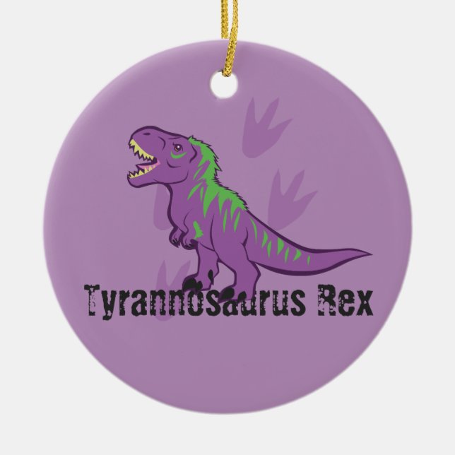 Cute Tyrannosaurus Rex Julgransprydnad Keramik (Framsidan)