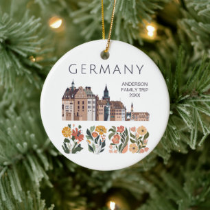 Cute Tyskland Blommigt City Julgransprydnad Keramik