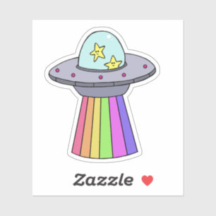Cute UFO Rainbow Sticker Klistermärken