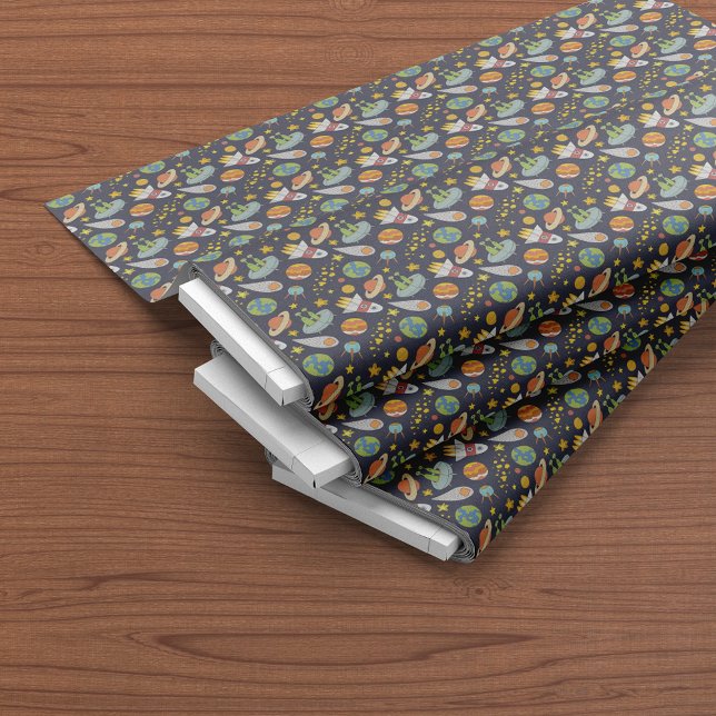 Cute UFO Rymden Rocket Mönster Tyg (Skapare uppladdad)