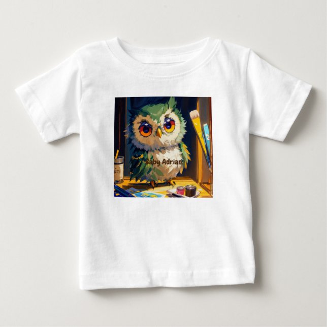 Cute Uggla Acrylic och Palette knivar stroks T Shirt (Framsida)