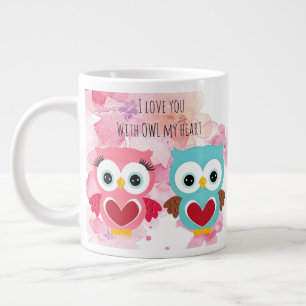 Cute Uggla Alltid Kärlek Jumbo Mugg