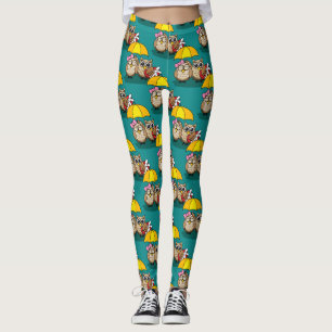 Cute Uggla Älskare w/ Umbrella & Red Chocolate Box Leggings