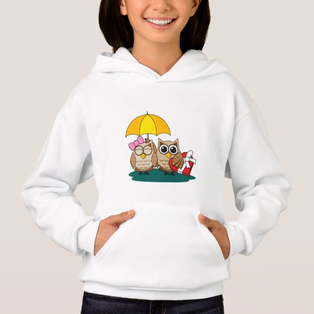 Cute Uggla Älskare w/ Umbrella & Red Chocolate Box T Shirt (Framsida)