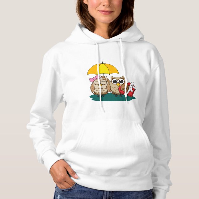 Cute Uggla Älskare w/ Umbrella & Red Chocolate Box T Shirt (Framsida)