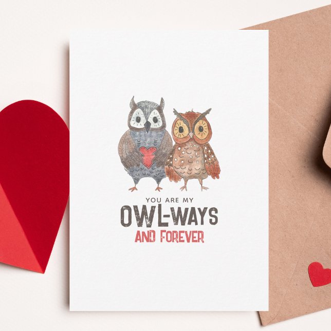 Cute Uggla Always och Forever Valentine Day Card (Skapare uppladdad)