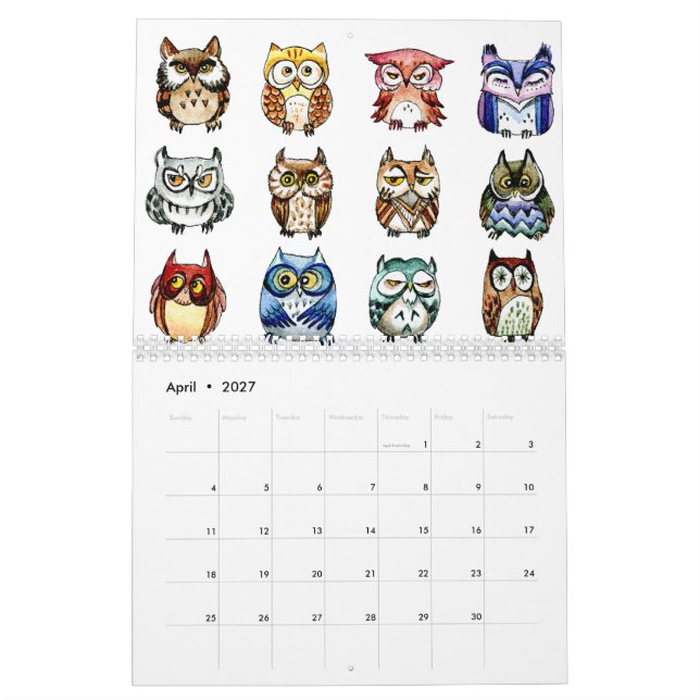 Cute uggla art kalender (Apr 2027)