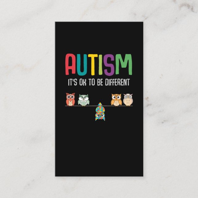 Cute Uggla Autism Awareness Puzzle Autistic Kid Visitkort (Framsida)