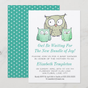 Cute Uggla Baby Shower Gender Neutral-paket Joy Inbjudningar