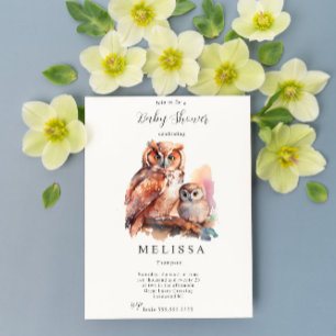 Cute Uggla Baby Shower-inbjudan Inbjudningar
