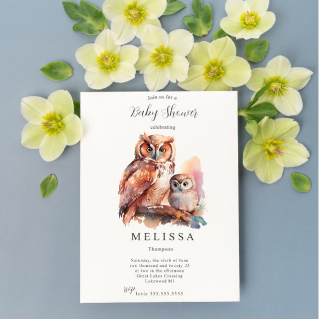 Cute Uggla Baby Shower-inbjudan Inbjudningar (Skapare uppladdad)