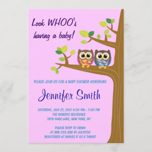 Cute Uggla Baby Shower-inbjudan Inbjudningar