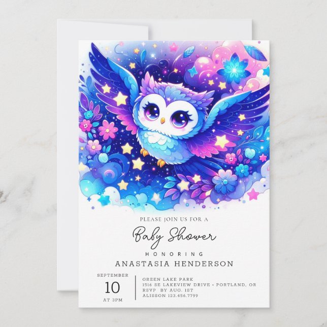 Cute Uggla Baby Shower Inbjudningar (Framsida)