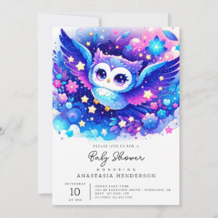 Cute Uggla Baby Shower Inbjudningar