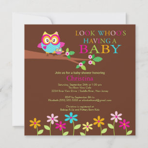 Cute Uggla Baby Shower-inbjudningar Inbjudningar