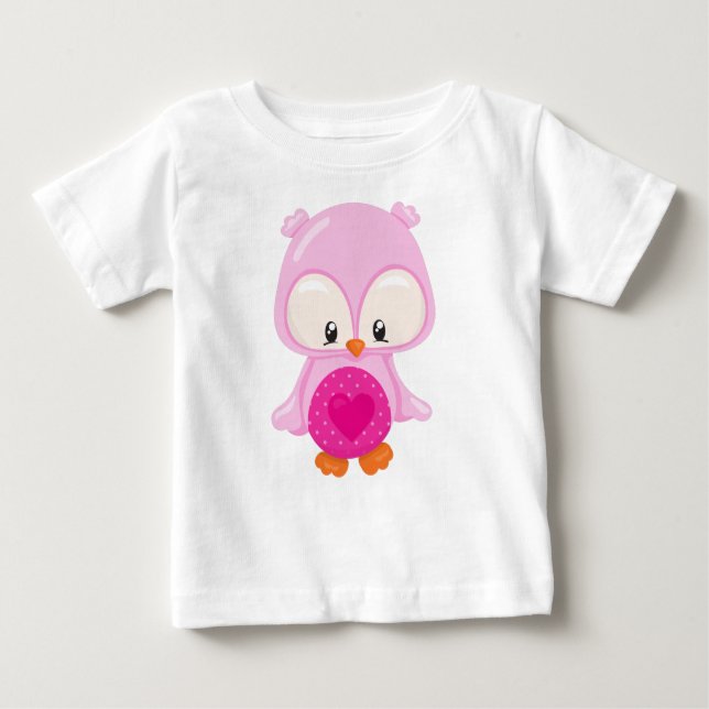 Cute Uggla, Baby Uggla, Uggla i Kärlek, Hjärter T Shirt (Framsida)