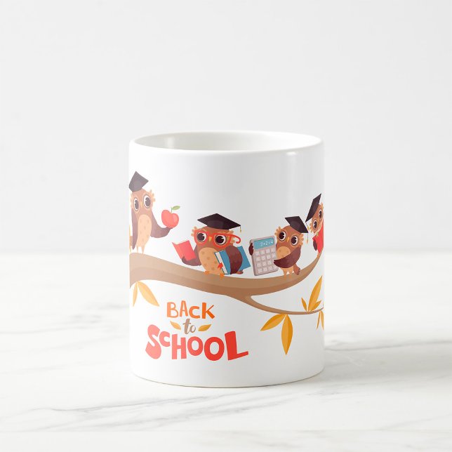 Cute Uggla Back to school Studenten Kaffemugg (Skapare uppladdad)