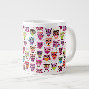 Cute uggla, bakgrund, mönster för barn jumbo mugg