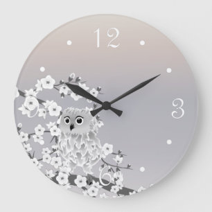 Cute Uggla Beige Taupe White Numbers Stor Klocka