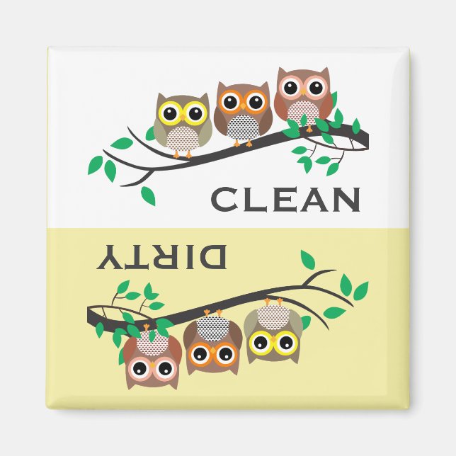 Cute Uggla Bird Animal Natature Clean Dirty Dishwa Magnet (Framsidan)