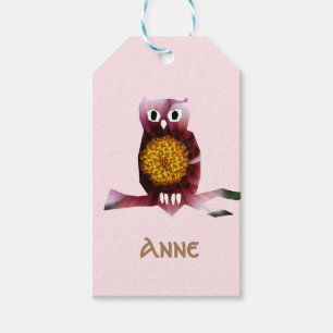 Cute Uggla, Bird, Girl Party Anpassningsbar Gift-M Presentetikett