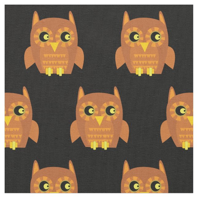 Cute Uggla Bird Kid Baby Nursery Black Tyg (Närbild)