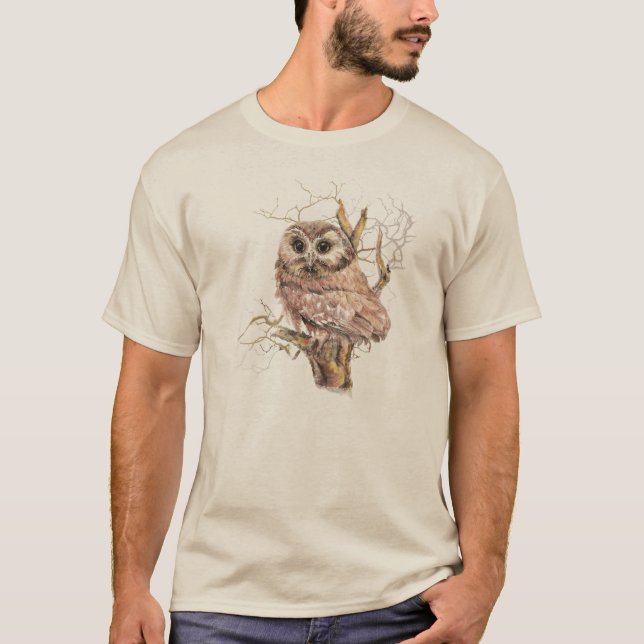 Cute Uggla Bird Natur art T-shirt (Framsida)