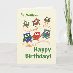 Cute Uggla Birday Card för att anpassa Kort