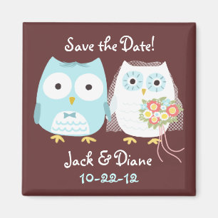 Cute Uggla Bride and Groom Spara Bröllop Magnet