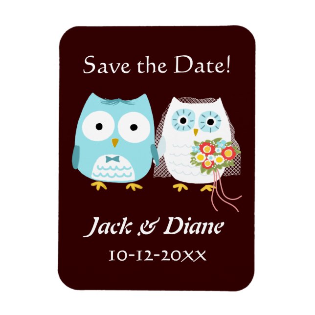 Cute Uggla Bröllop Bride and Groom Save Date Magnet (Vertikal)