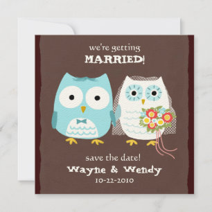 Cute Uggla Bröllop Bride and Groom Save Date Spara Datumet