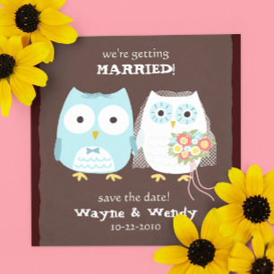 Cute Uggla Bröllop Bride and Groom Save Date Spara Datumet