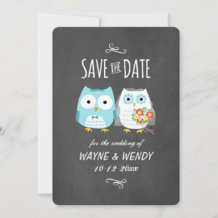 Cute Uggla Bröllop Chalkboard Stil Spara datum Datumet
