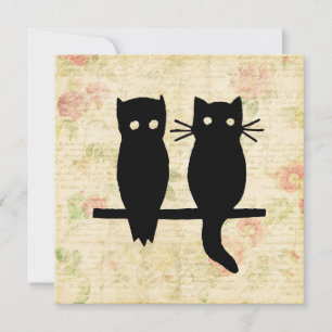 Cute Uggla & Cat Anteckningskort