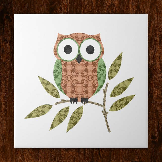 Cute Uggla Ceramic Tile Trivet Kakelplatta (Skapare uppladdad)