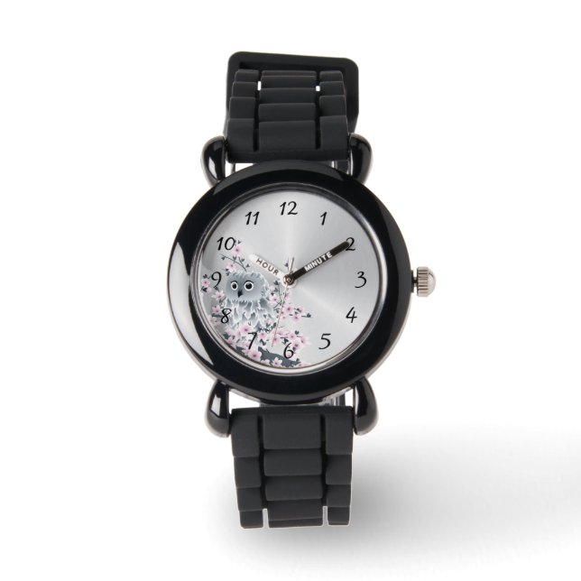 Cute Uggla Cherry Blommars Rosa Kids Nummer Armbandsur (Framsida)