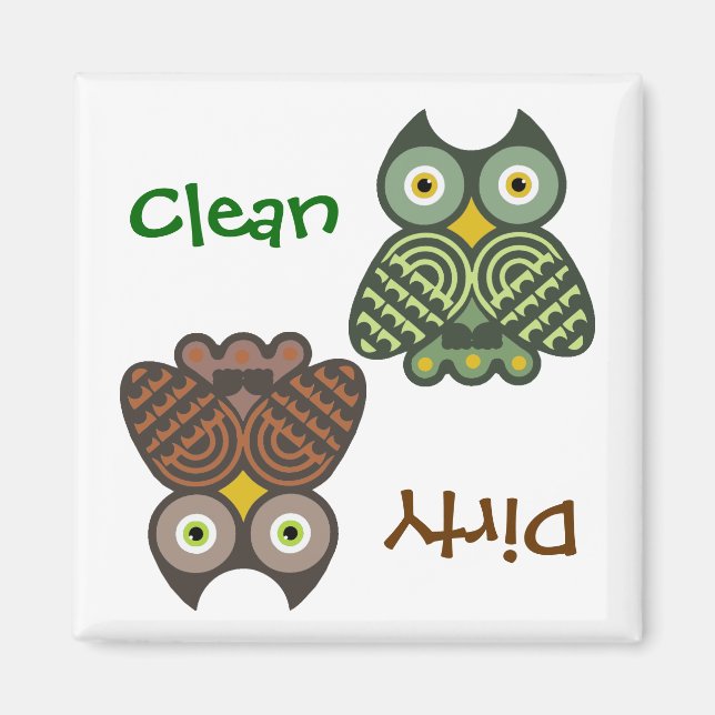 Cute Uggla Clean Dirty Dishwasher Magnet (Framsidan)