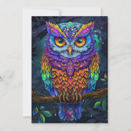 Cute Uggla Colorful Abstrakt Bird Animal Natature Inbjudningar