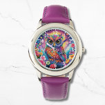 Cute Uggla Colorful Bright Blommigt Måne Kids Girl Armbandsur<br><div class="desc">Cute Uggla Colorful Bright Blommigt Måne Kids Girly Watches har ett ljust och färgstarkt sött uggla med blommor. Skapat av Evco Studio www.zazzle.com/store/evcostudio</div>