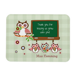 Cute Uggla Custom Name Teacher-utvärdering Magnet