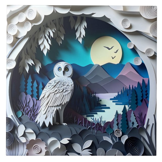 Cute uggla-fågel älskare kakelplatta (Framsidan)