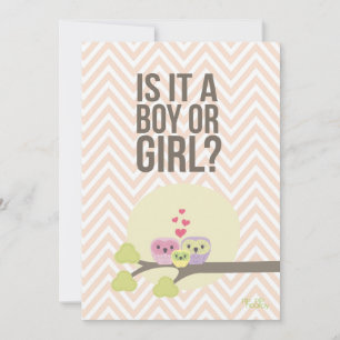 Cute Uggla Familj Baby Gender Reveal Party Inbjuda Inbjudningar