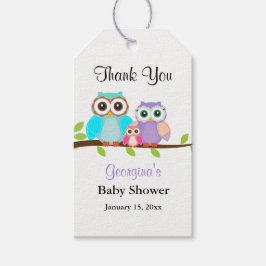 Cute Uggla Family Girl Baby Shower Gift-Märkre Presentetikett