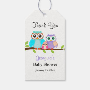 Cute Uggla Family Girl Baby Shower Gift-Märkre Presentetikett